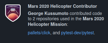 Mars 2020 Helicopter Contributor badge